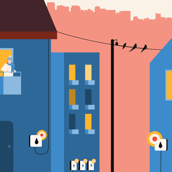 Illustration of a smart metering scenery