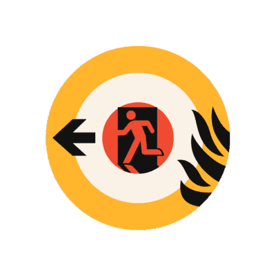 Illustration of an emergency exit with smart emergency lighting connectivity