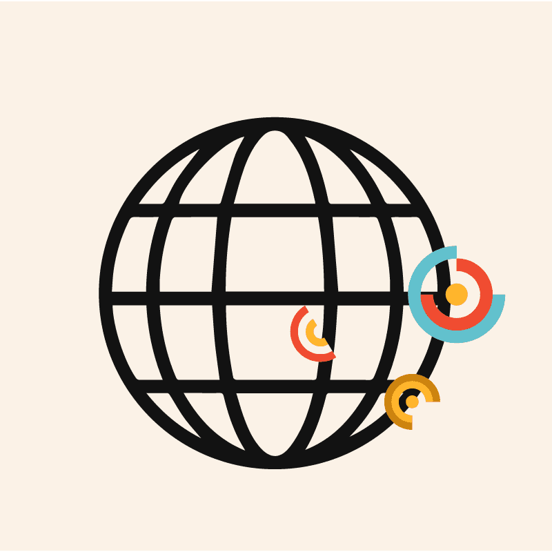 Illustration of a globe with a grid and smart nodes