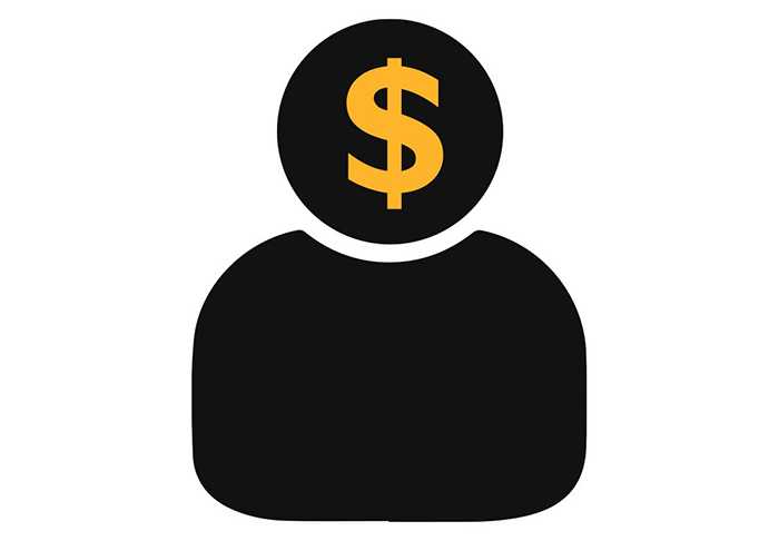 Illustration of outlines of a person, whose head has a dollar sign