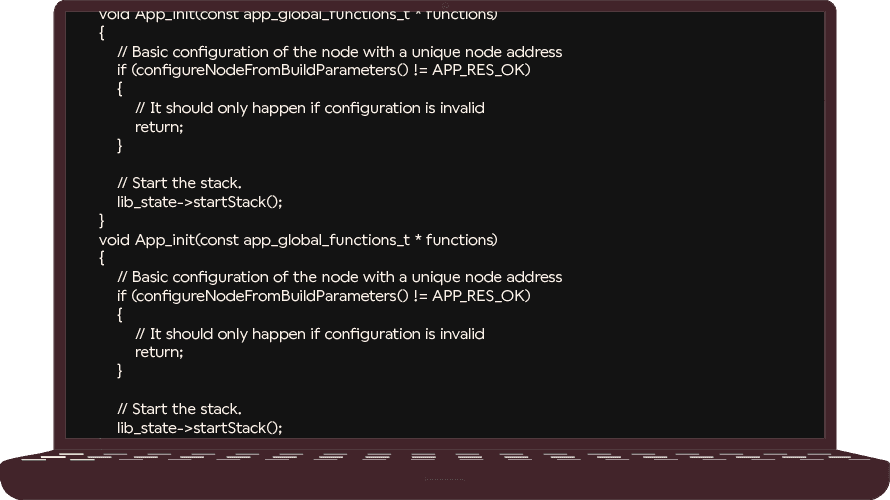 Illustration of a laptop screen with code.