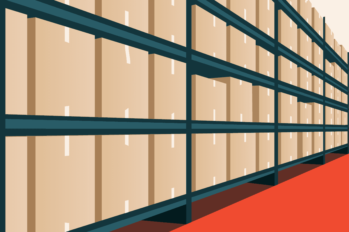 Illustration of a warehouse full of boxes