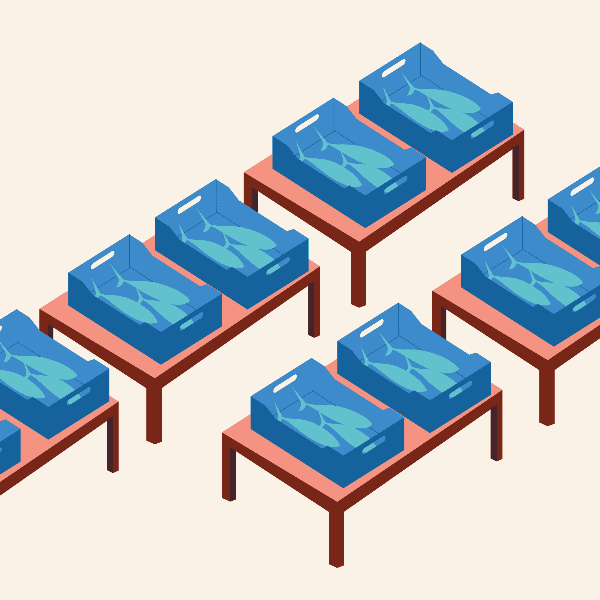 Illustration of frozen fish, related to Wirepas real-time container tracking