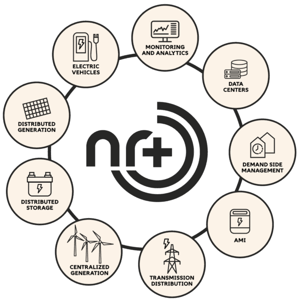 Illustration of NR+, the non-cellular 5G standard, smart grid connectivity use cases