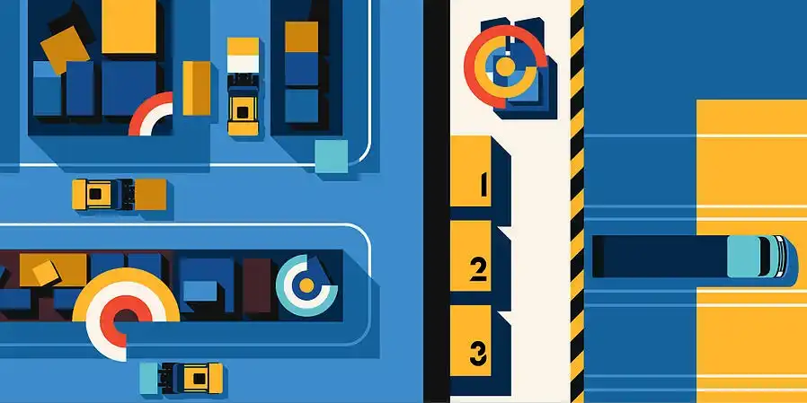 Horizontal illustration of a smart tracking scenery