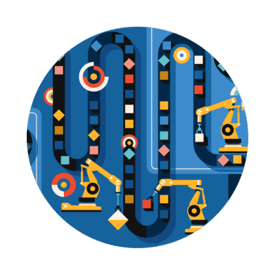 Round Illustration of smart manufacturing