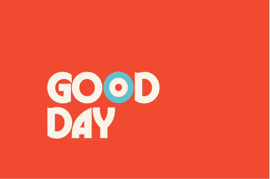 Image with text Good day in red background