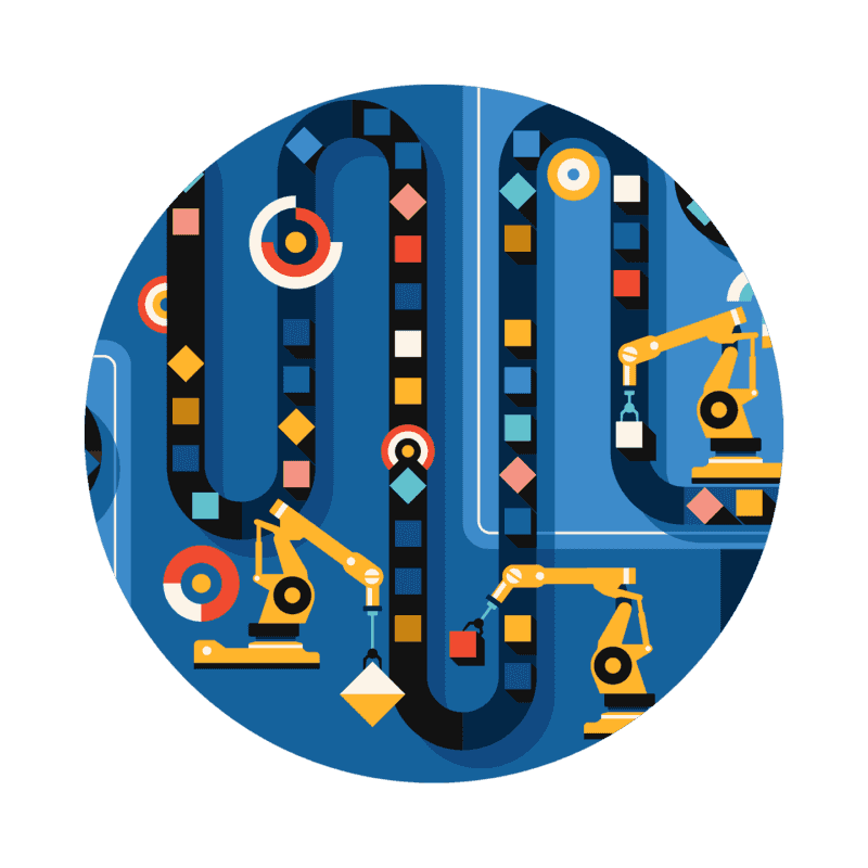 Round Illustration of smart manufacturing